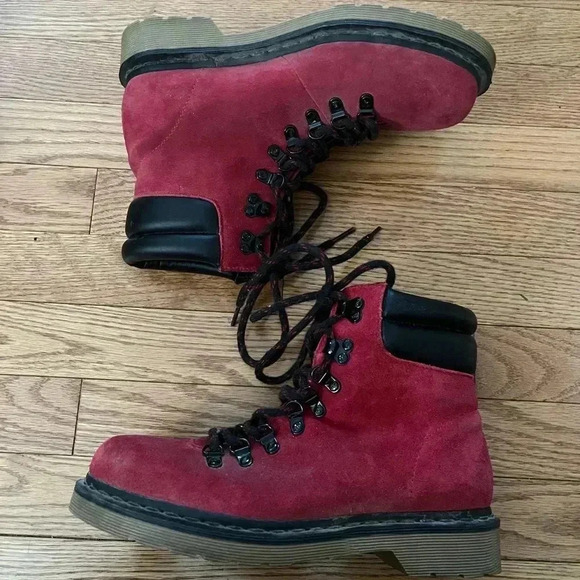 [US8]Dr Marten  Red Suede IRIS Ankle Boots - Picture 2 of 8